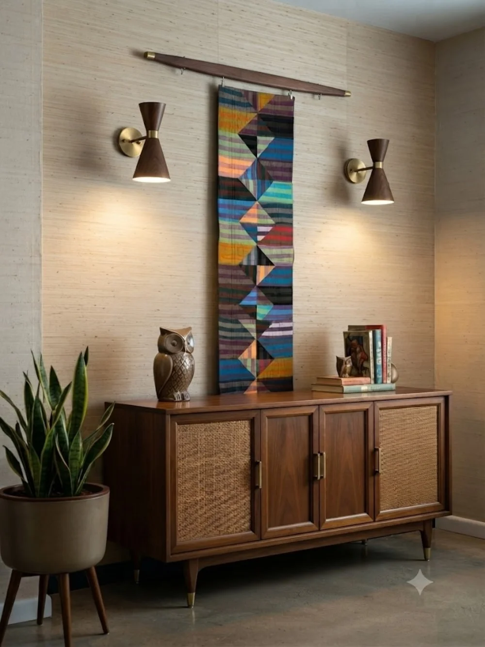 Vibrant Multicolor Geometric Stripe Table Runner